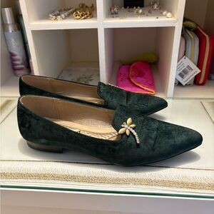 Bellini Dark Green Loafers with Gold Accent
